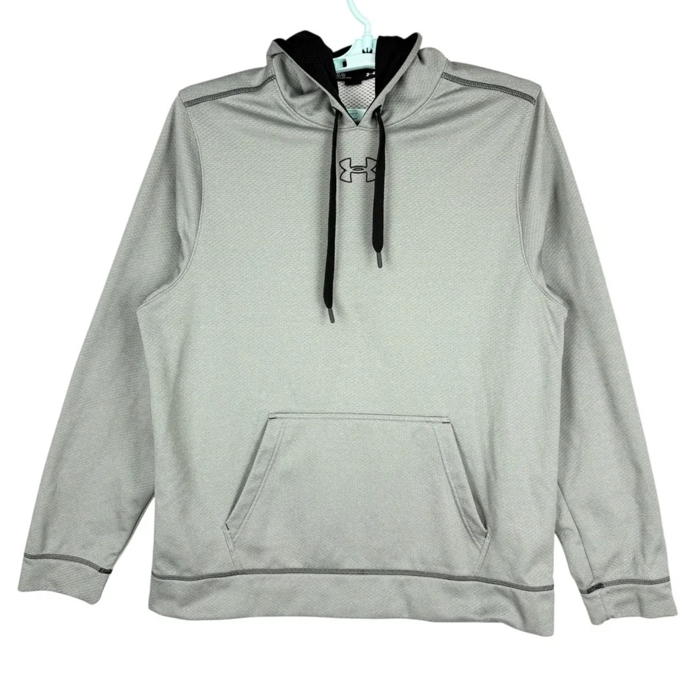 Under Armour Men's Pullover Loose Fit Gray Hoodie Sweatshirt Size L Drawstring